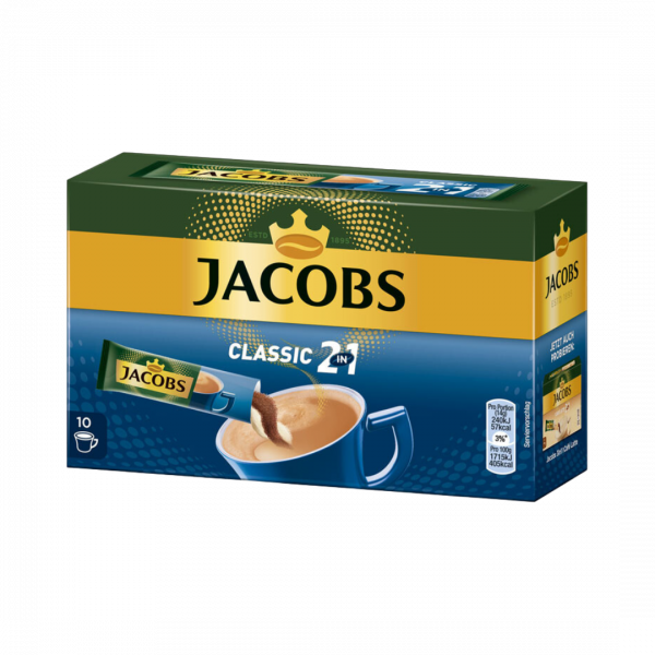 Jacobs 2in1, Loeskaffee Sticks mit Kaffeeweisser, 10 Portionen, 140g